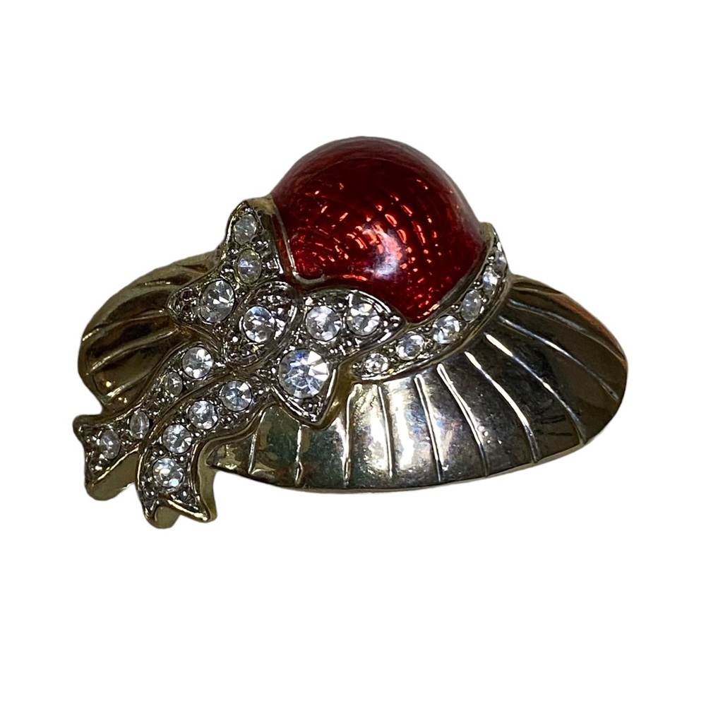 Red Hat Society Small Crystal Red Hat Brooch